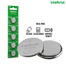 Cartela 5un Bateria Botão Lítio 3V CR 2025 Intelbras